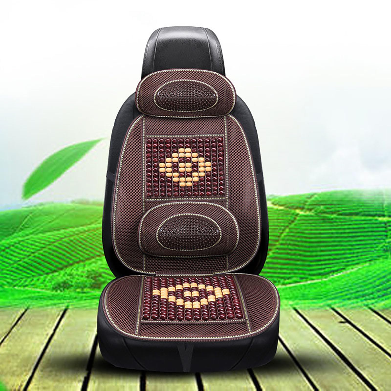 Coussin de Soutien Lombaire pour siège Auto, pour Genesis G70 G80 G80-EV G90, Coussin de siège de siège de Dossier de Taille de Ventilation Confortable pour Voiture,Coffee-with headrest