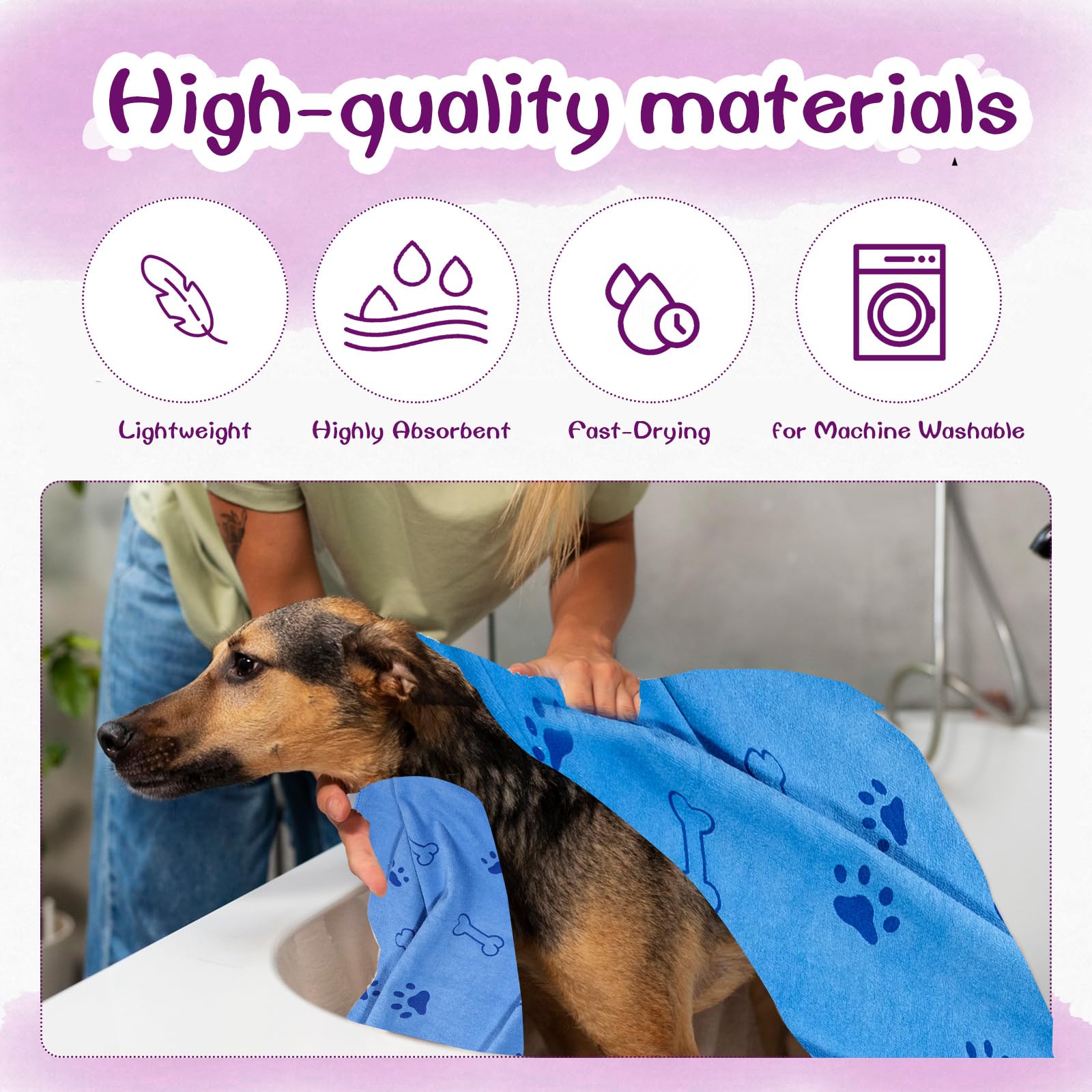 30 toallas para perros para secar perros a granel de 20 x 40 pulgadas, toallas de baño para mascotas, toallas de baño de secado rápido para cachorros, toallas de aseo coloridas para mascotas, toalla