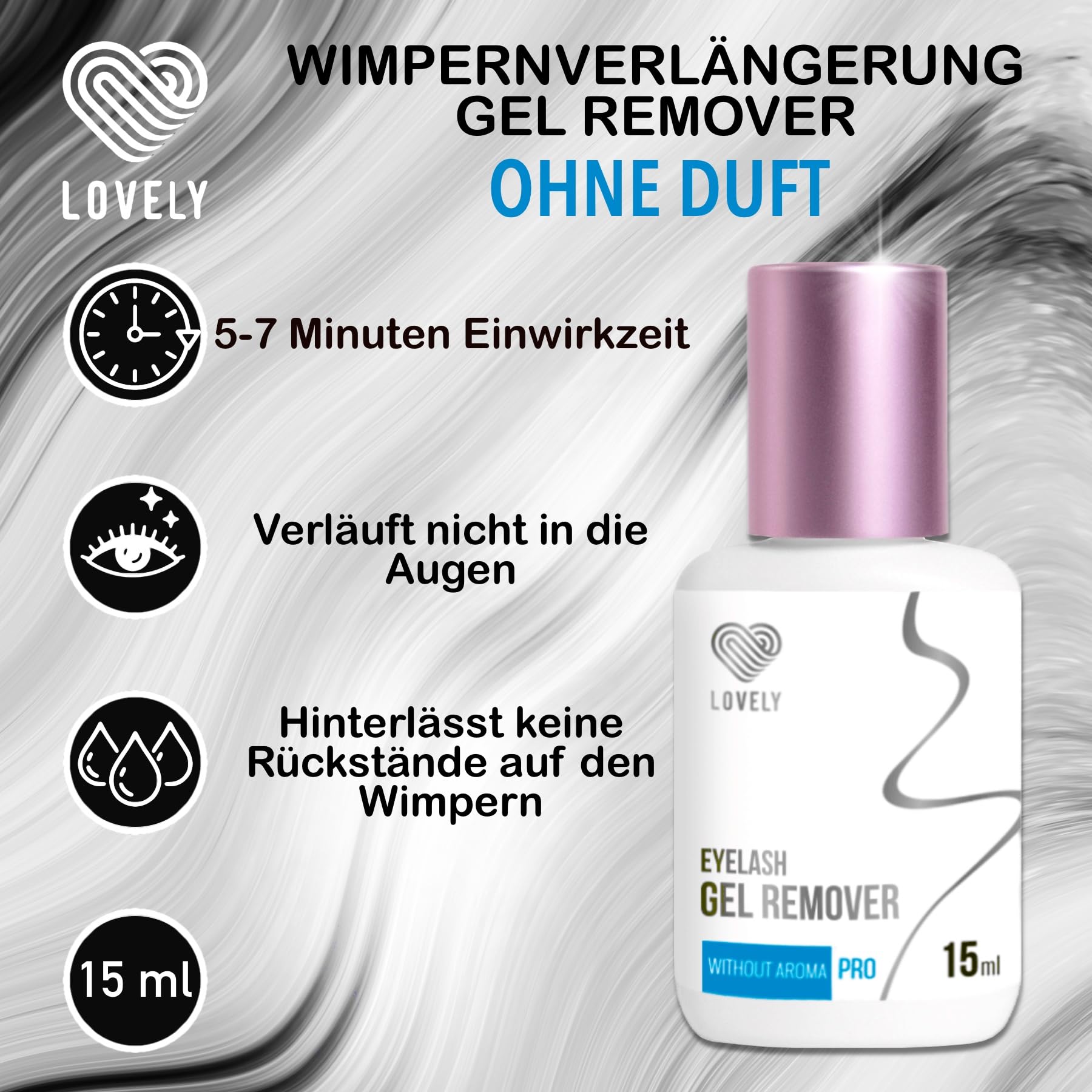 Gel Remover Ciglia | Remover Estensione Ciglia | Estensione Ciglia | LOVELY (15ml), Profumo:Inodore