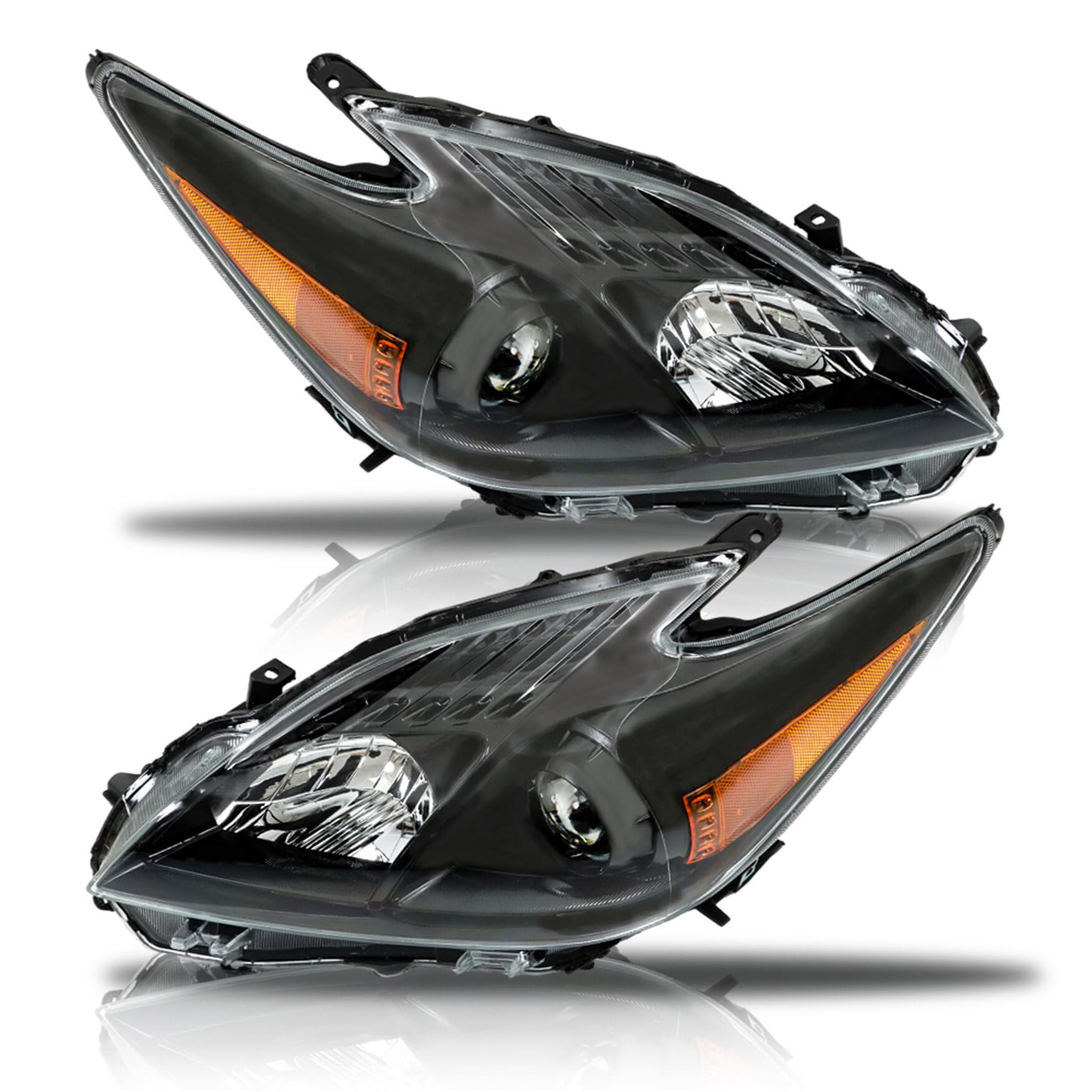 WFLNHB Headlight Assembly Replacement for Toyota Prius 2012-2015 Black Headlights Driver and Passenger Side 81130-47520 81170-47520
