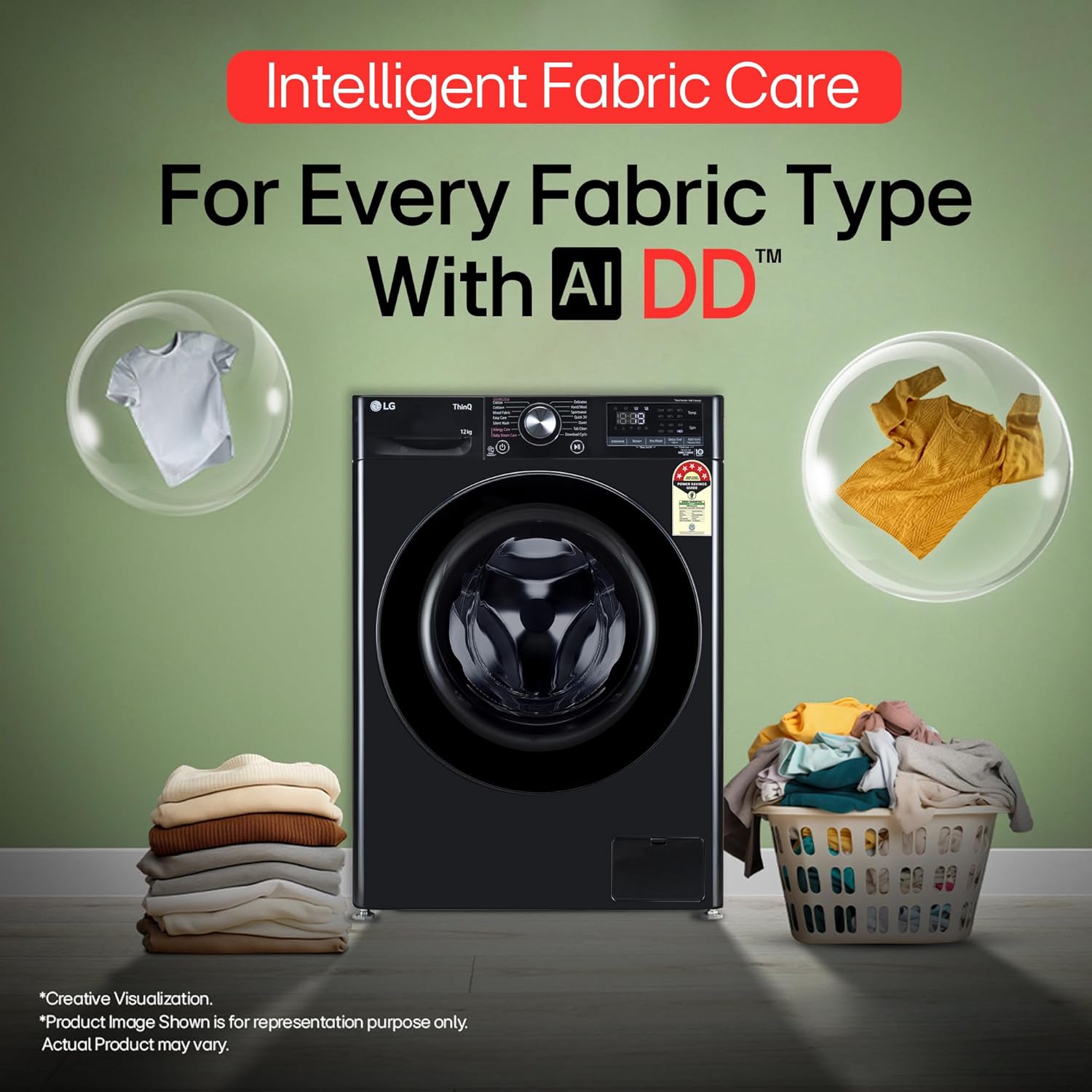 LG 12 Kg, 5 Star, AI Direct Drive Technology, Wi-Fi, Steam Fully Automatic Front-Loading Washing Machine (FHP1412Z5O, Intelligent & Convenient Fabric Care, Allergy Care, Remote Control, Onyx Black) 35 71PsDo6SCUL. SL1500