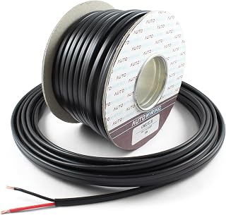 Automotive FLAT Twin 2 Core Cable 12v 24v Thin Wall Wire (25 AMP Rated 2mm²) 5/10/30/50/100 Metre (30 Metre Roll)