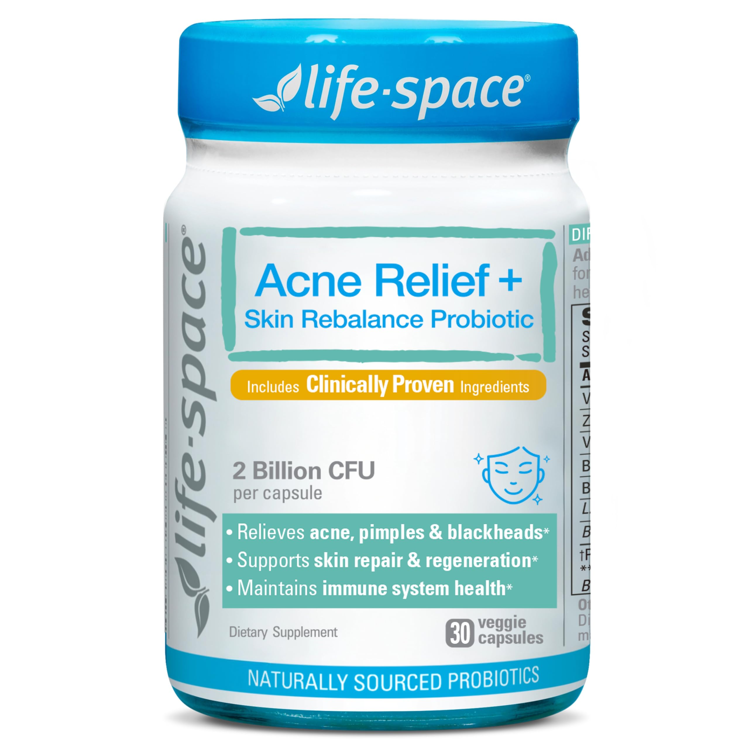 Life-Space Probiótico com Lactoferrina, Zinco, Vitamina E e 2 bilhões de UFC, 30 cápsulas vegetarianas
