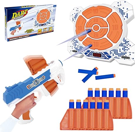 Amazon おもちゃ 的あて 電子ターゲット 男の子 プレゼント 人気 ポッパーガン 銃 子供 ガン 射撃練習 室内ゲーム 効果音 液晶ディスプレイ 24個スポンジ弾 弾倉2個付き 誕生日 プレゼント 男の子 女の子 小学生 こどもの日 クリスマス 233n 的あて おもちゃ