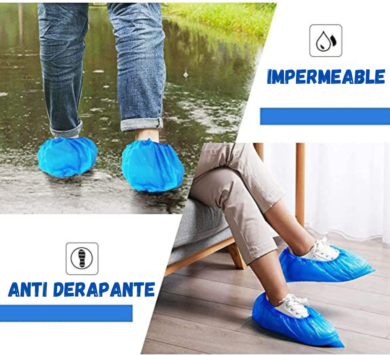 Mediprotec Einweg-Überschuhe, wasserdicht, 1000 Stück, wasserdicht und rutschfest, Einheitsgröße