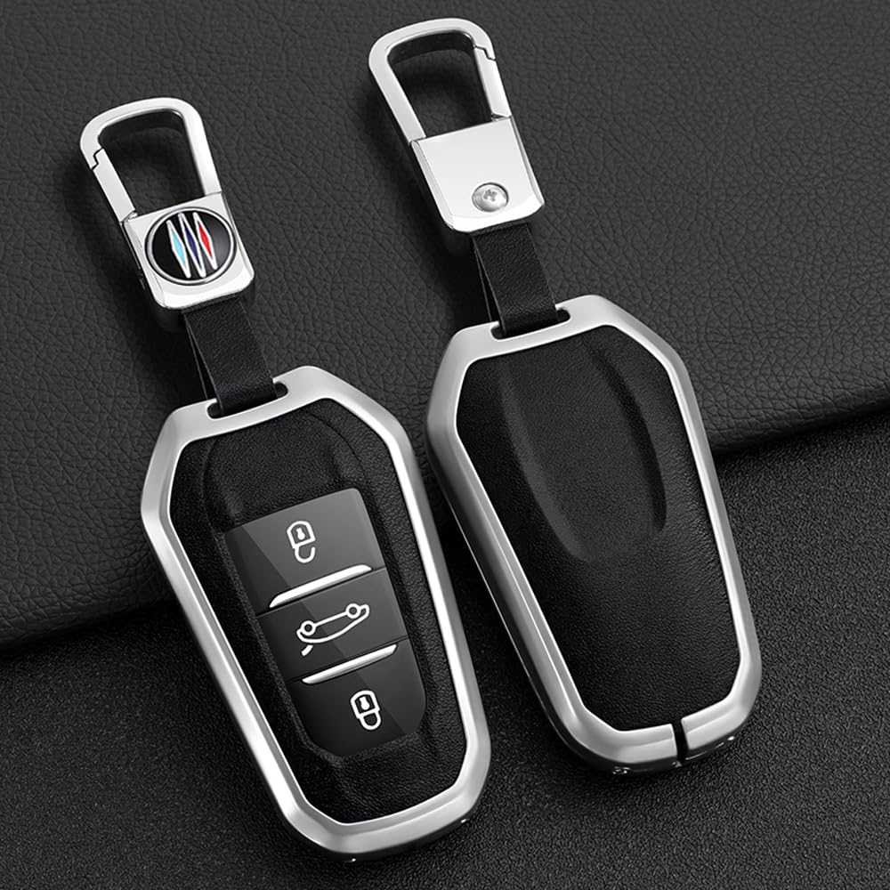KUNIO Car Key Case Fits Peugeot 3008 5008 2008 308 508 208, Citroen C3 C4 DS5 DS7, Protective Metal Key Case with Key Ring - Image 2