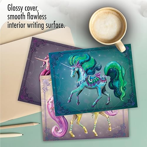 Miniatura 5 de The Best Card Company - 10 tarjetas de notas en blanco para niños (4 x 5.12 pulgadas) - Divertidas tarjetas de fantasía mítica, en caja de saludos