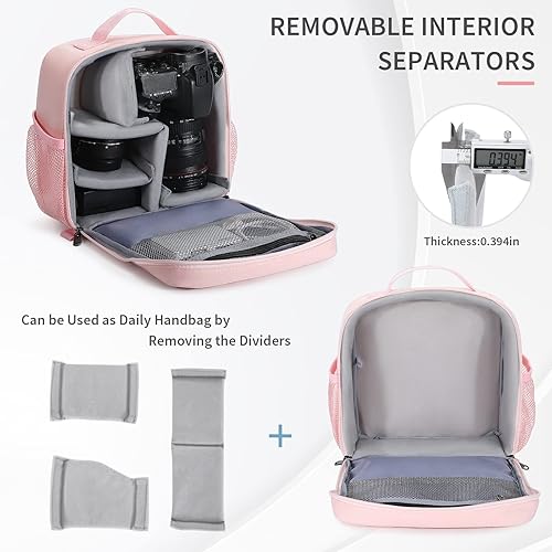 Miniatura 5 de BAIGIO Bolsa para cámara, bolsa de inserción, funda interior de alta capacidad, a prueba de golpes e impermeable, cámara réflex digital, bolsa