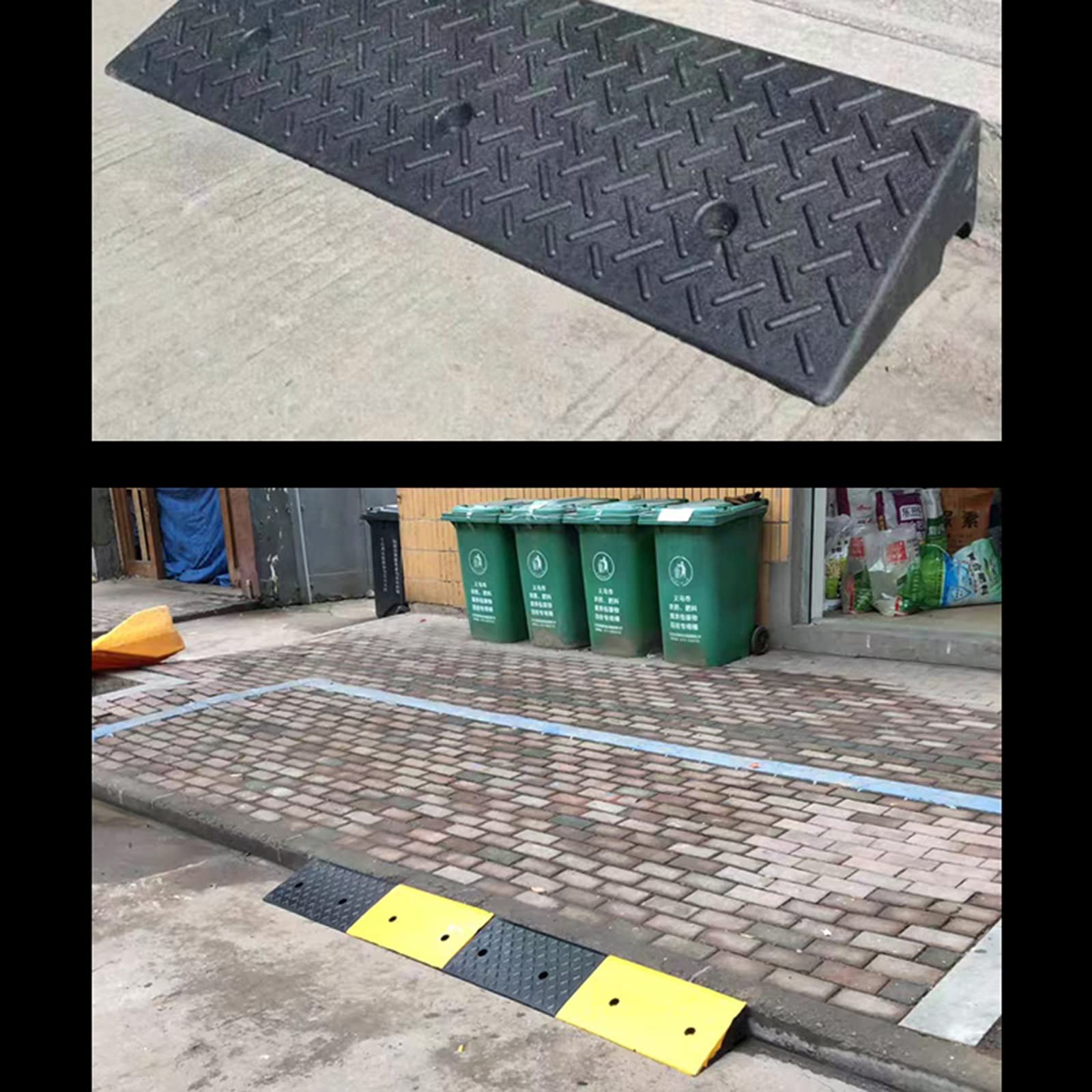 Grande Rampe De Trottoir, Rampe De Chargement Antidérapante Et Résistante À L'usure Pour Moto De Vélo De Camion De Remorque De Voiture, Rampe D'allée En Bordure De Véhicule De Voiture En Caoutchouc