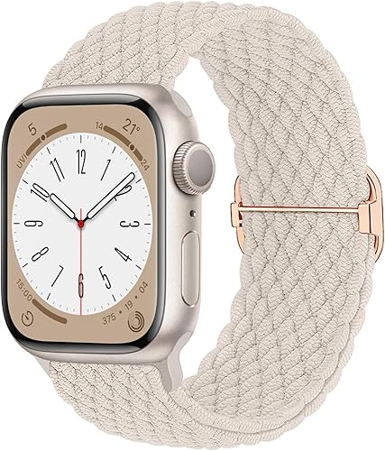 MOSINBAND Correas trenzadas elásticas delgadas compatibles con Apple Watch, correa elástica de nailon Solo para iWatch, mujeres y hombres