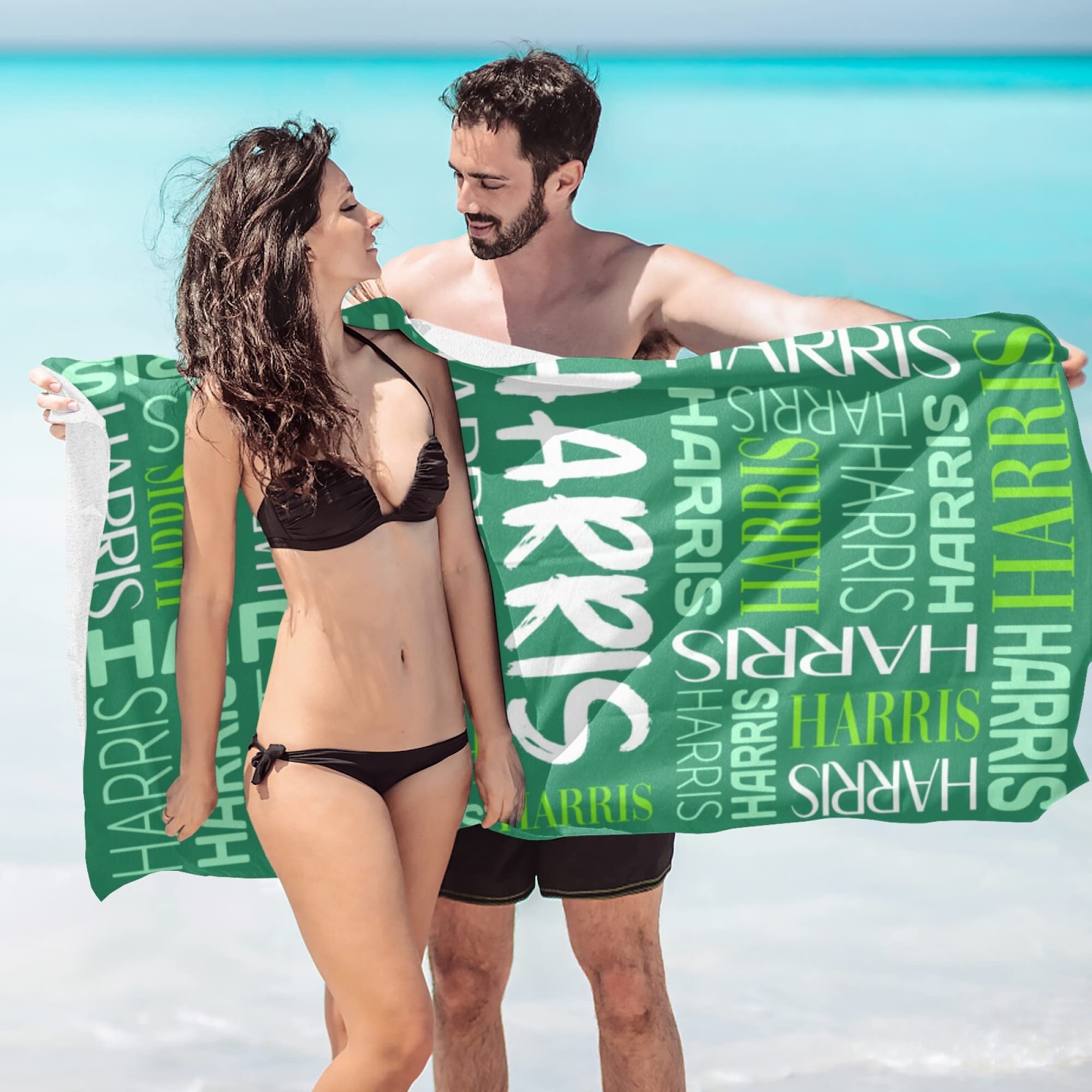 Accessoire Plage Nommé Serviette De Plage Licorne Personnalisée Avec Nom - 100x200cm Microfibre - Cadeau Unique Serviette Personnalisée Nom