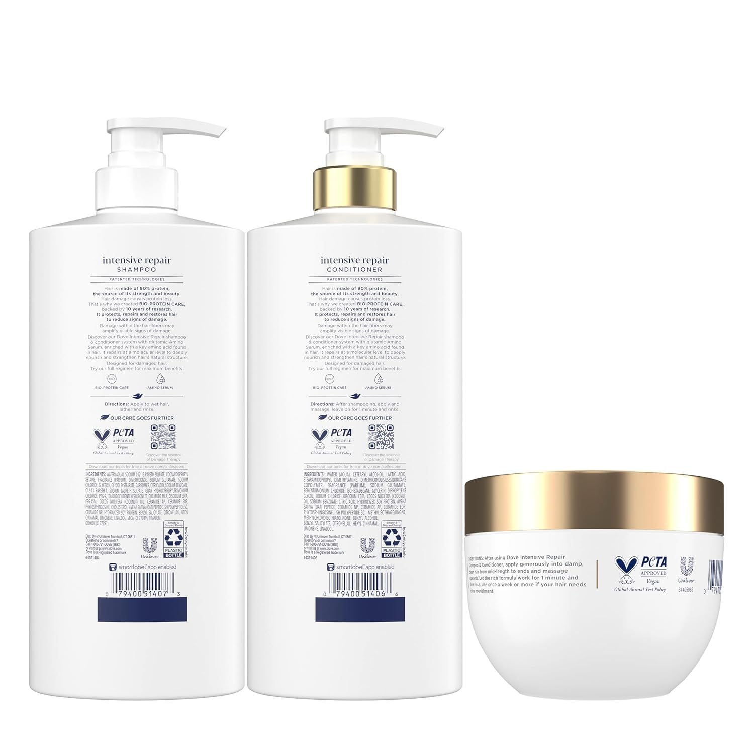 Dove Shampoo Intensive Repair 28 Fl oz, Conditioner Intensive Repair 28 Fl oz Intensive Repair Mask 9.2 Fl oz