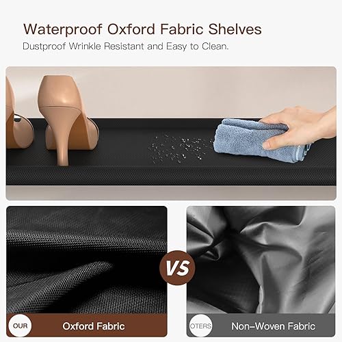 Miniatura 7 de usikey Zapatero, organizador de almacenamiento de zapatos de 5 niveles con 2 cajones, estante de zapatos de metal para 16-20 pares de zapatos, con 4