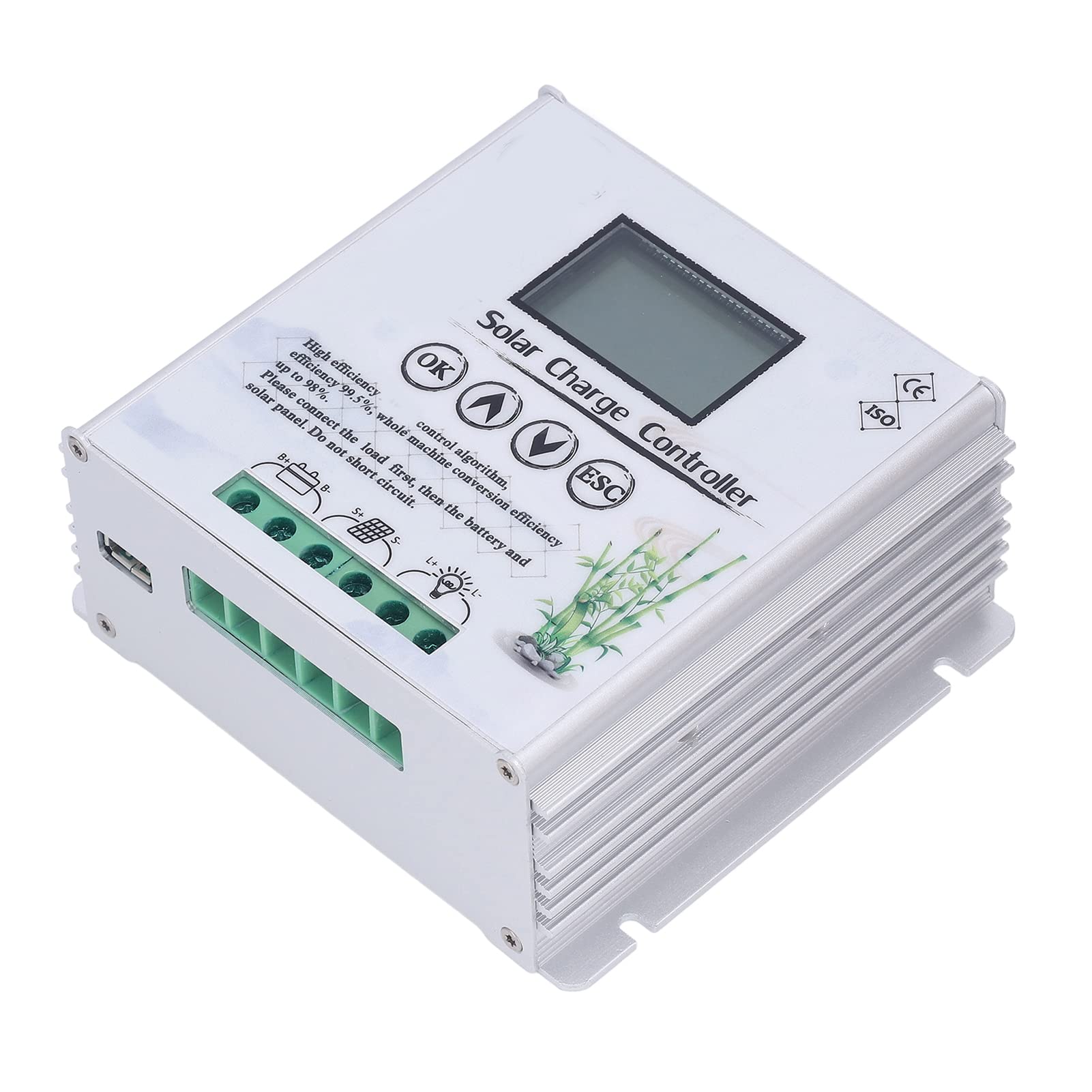 Cocoarm Wiatrowy Sterownik Solarny 12 V 24 V, Aluminiowy Regulator ładowania Słonecznego MPPT z Wyświetlaczem LCD, Wejście PV 80 , USB 5V3A, Obsługa Wielu Akumulatorów dla Systemów Wiatrowych z (40A)