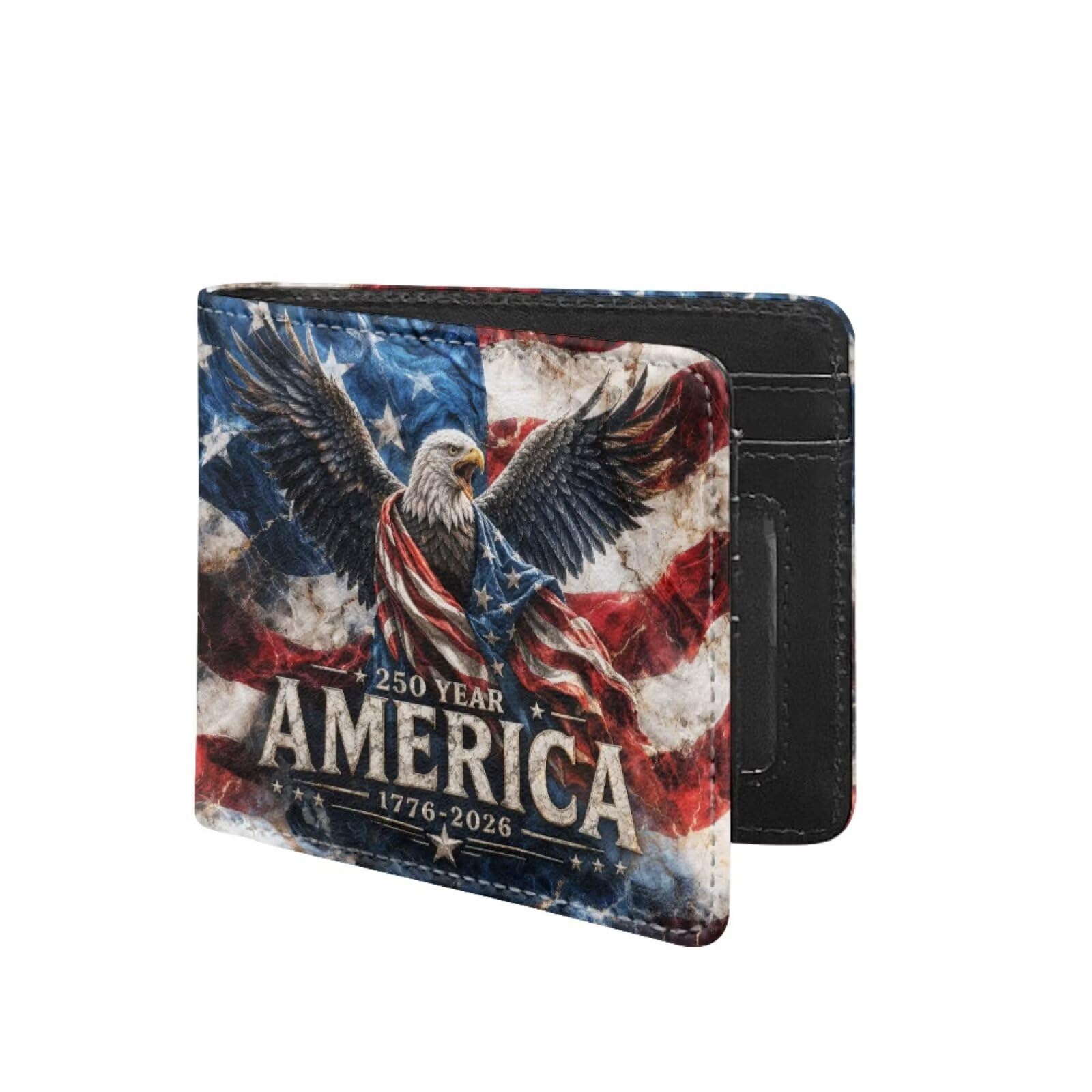 Coldinair 250 USA Anniversary Eagle Kids Wallet,Little Boys Wallet for Kids,Leather Bifold Wallet Credit Card Cash Id Holder Slim Rfid Blocking Coin Purse