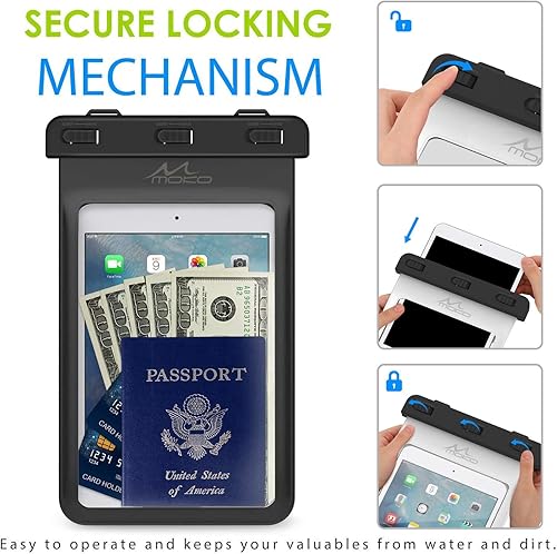 Miniatura 7 de MoKo Funda impermeable universal, bolsa seca para iPad Mini 65432, Samsung Tab 543, Galaxy Note 8, Tab S2Tab ETab A 8.0, LG G Pad III 8.0, Google