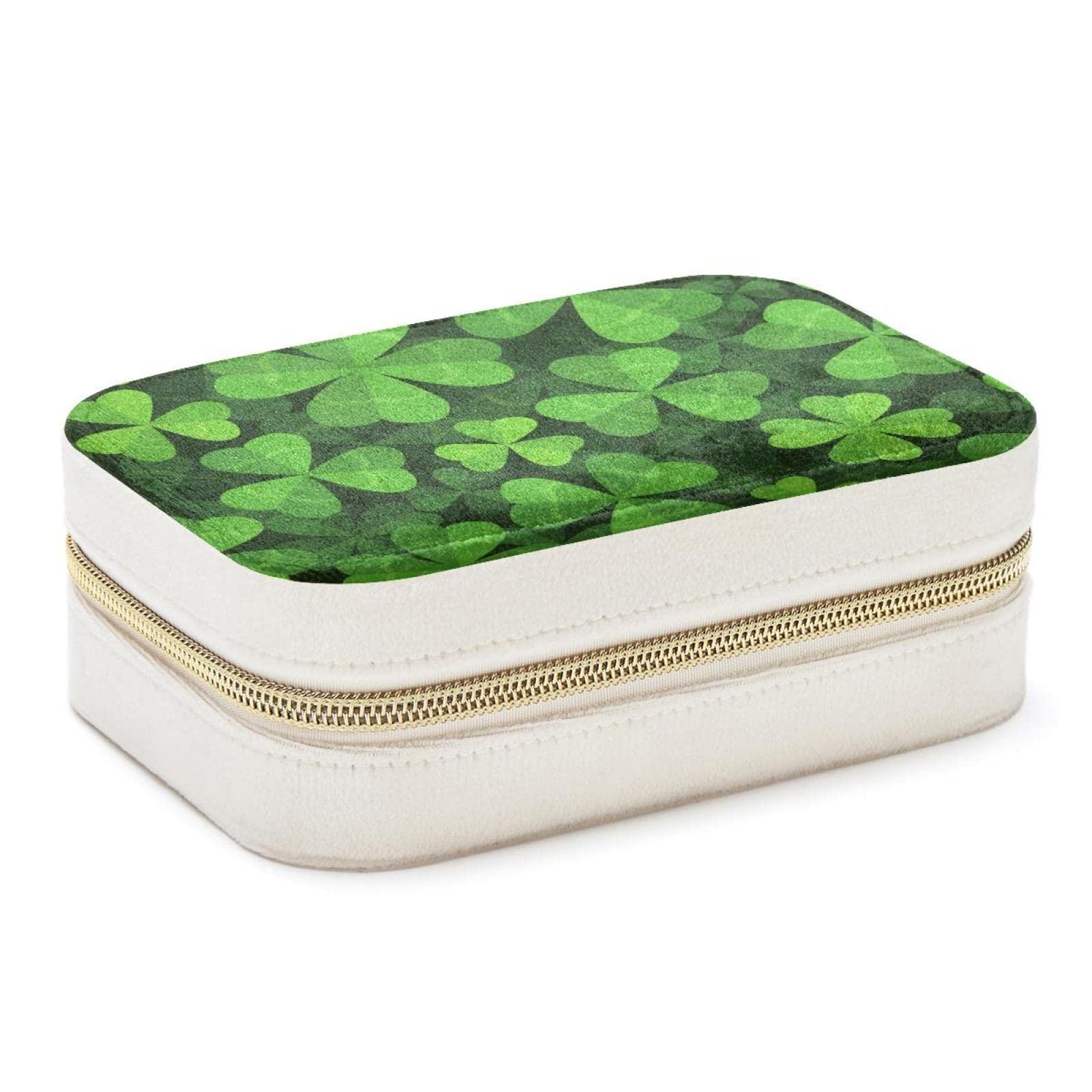 Boîte à bijoux en cuir portable trèfle de voyage aux finitions soignées