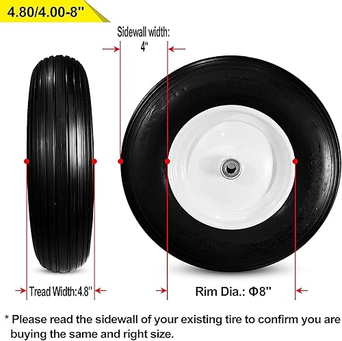 Miniatura 2 de Nuevo HORSESHOE - Carro de carretilla acanalado de 4.804.00-8, ruedas universales de 16 pulgadas, longitud del cubo central de 3 a 6 pulgadas,