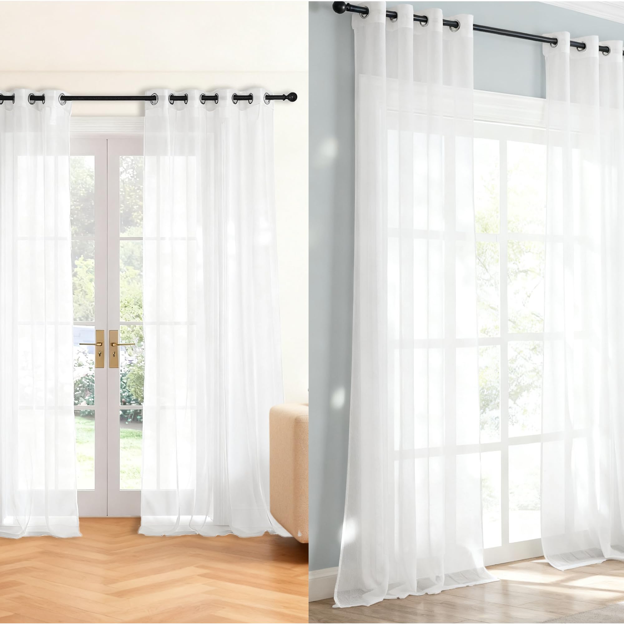 Vorhänge Halbtransparent 650 x 220 cm aus Voile Vorhänge Wohnzimmer Ösen Modern Und Langlebig, Größe Und Farbe Wählbar für Schlafzimmer, Wohnzimmer, Küchenschrank, Weiß