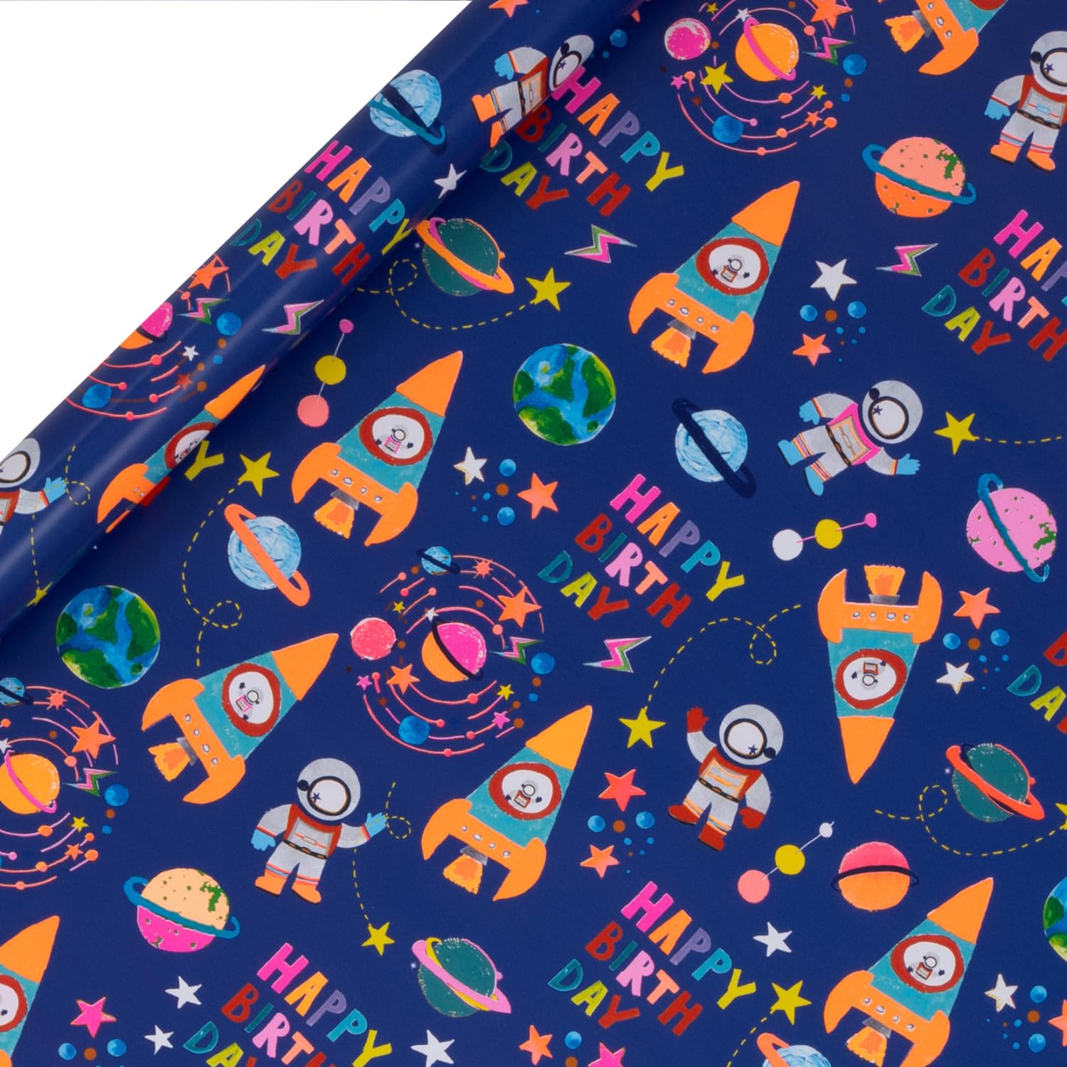 Glick Luxury Roll Wrap, Rocket Boy, Wrapping Paper 2 metres x 70 cms, Suitable for Birthdays & Other Celebrationsfor Boys, Blue