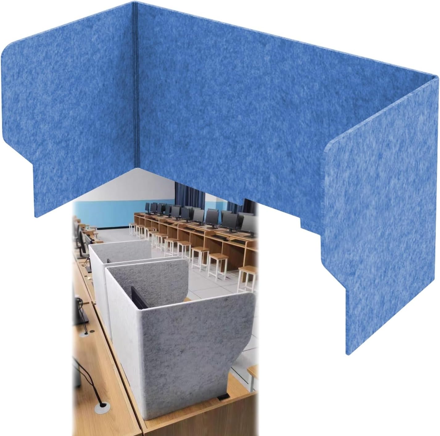Portable 3-Panel Desk Divider Freestanding Sound-Absorbing Partition for Home Office Classroom Remote Learning - Noise-Reduction Cubicle Wall (Dark Gray 60cm)