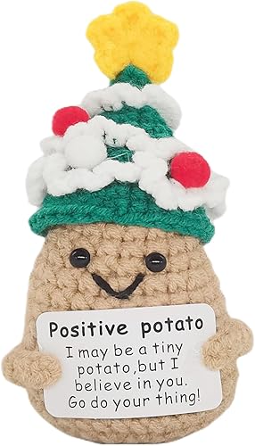 Miniatura 7 de qyqkfly 1 mini patata divertida y positiva, creativa, de punto, única, interesante, tarjeta de celebración de patatas positivas, decoración de
