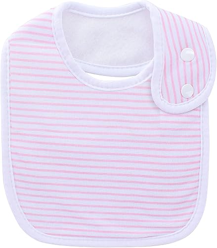 Miniatura 5 de Baberos impermeables Hakochia de algodón orgánico súper suaves y absorbentes con cierre de presión ajustable para bebés niños y niñas