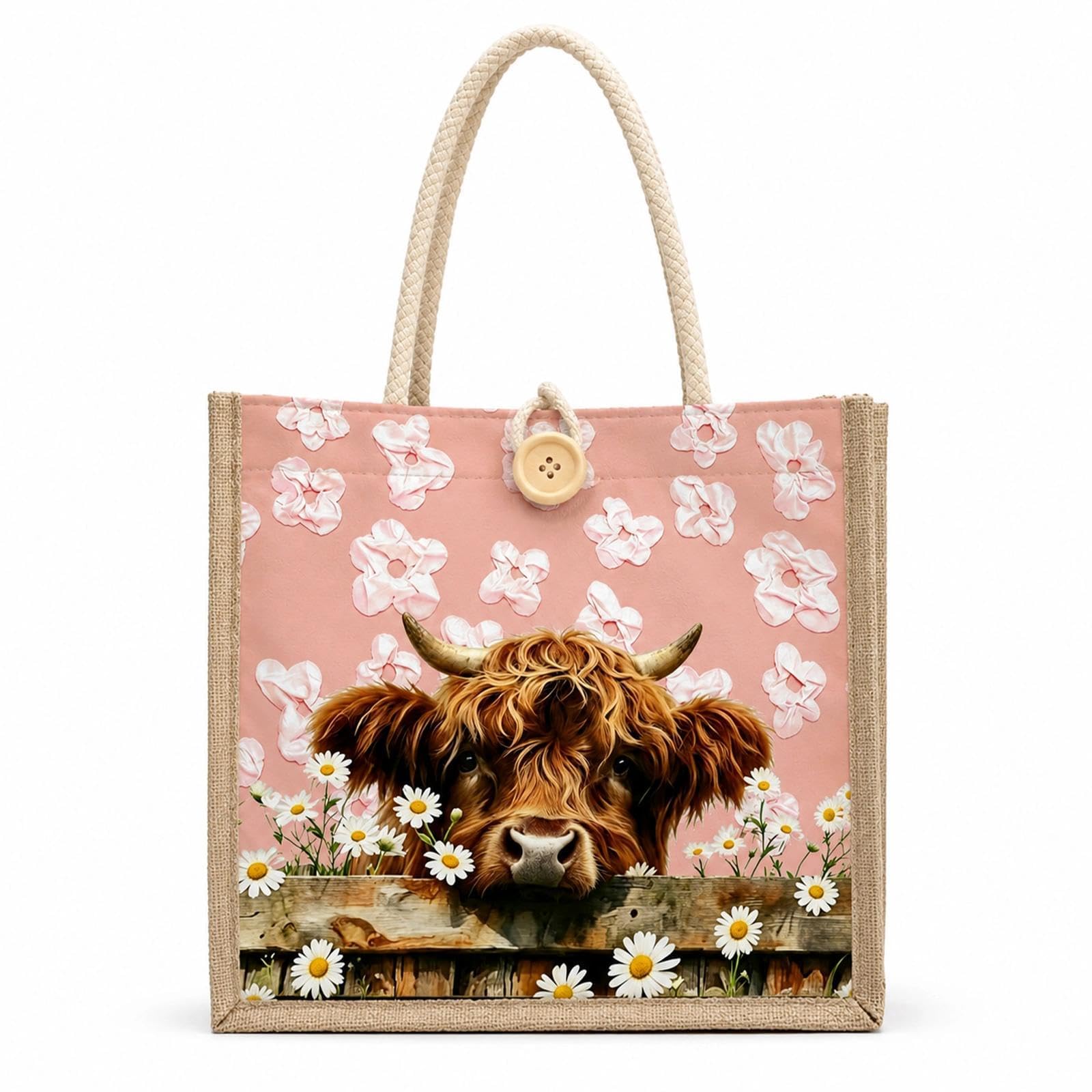 Highland Cow Gift, Gift for Cows Lovers, Funny Animal Tote Bag Highland Cow