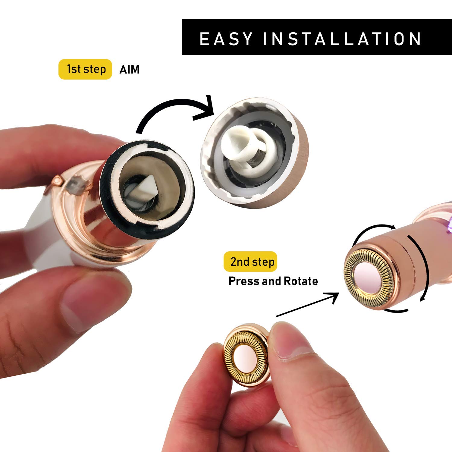 Facial Hair Remover Replacement Heads,18K Rose Gold-Plated Blade Head,Perfect for Old Version Finishing Touch Flawless Hair Remover,6 Replacement Heads,6 PLASTIC TRAY Only at MINIBIGGER(Rose Gold)