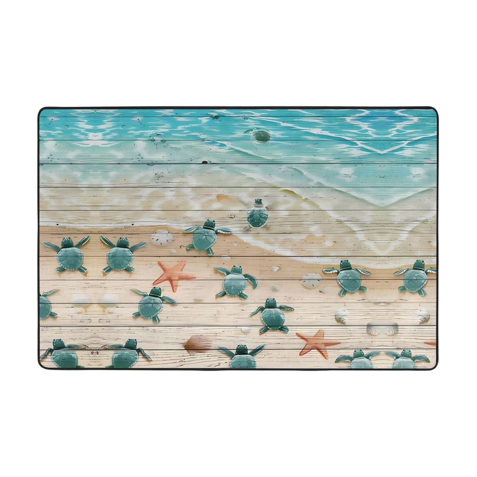 Tapis de sol en flanelle tortue marine HYTTER grand confort velours fin