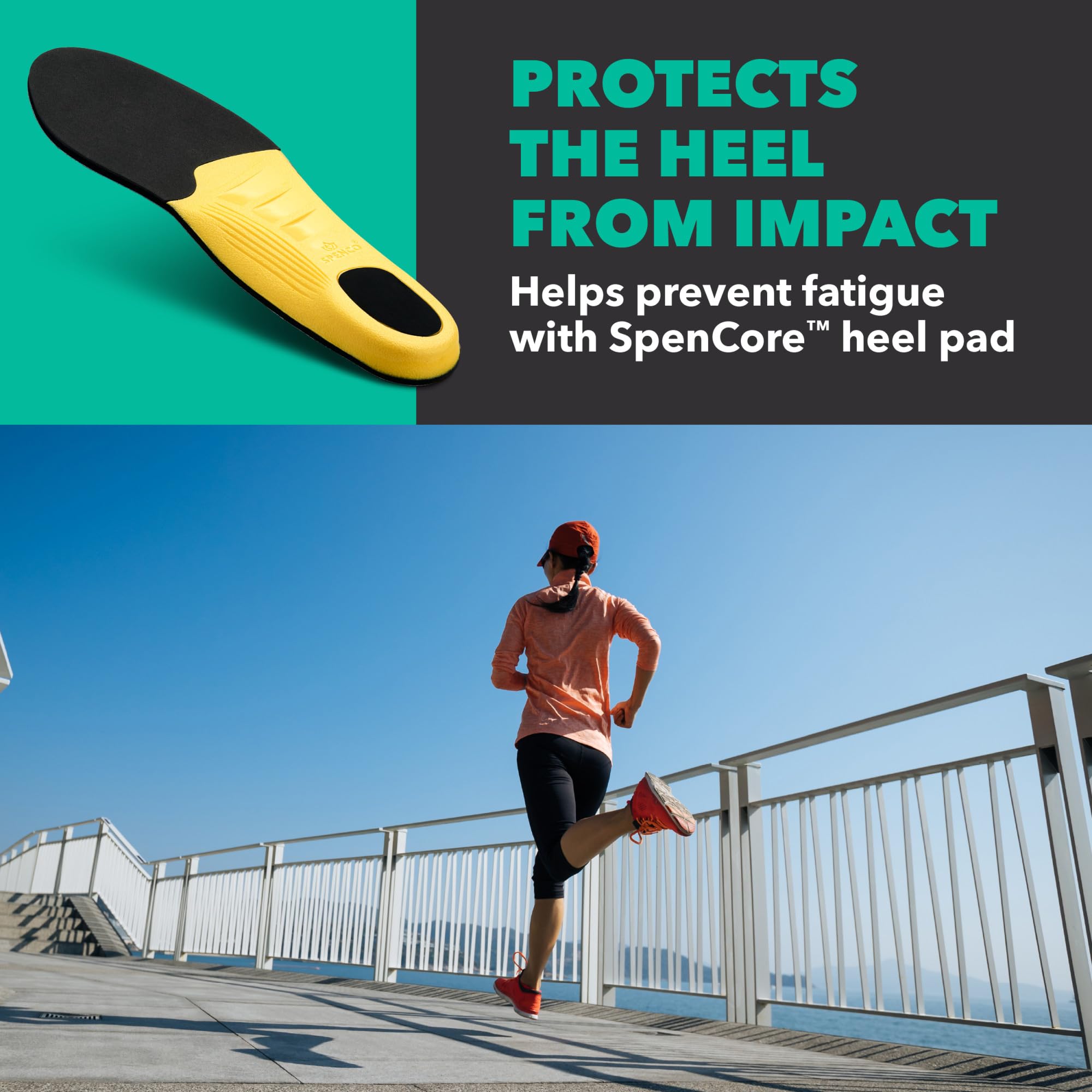 Spenco Polysorb - Plantillas atléticas de entrenamiento cruzado, con soporte de arco, para mujer 9-10.5/hombre 8-9.5