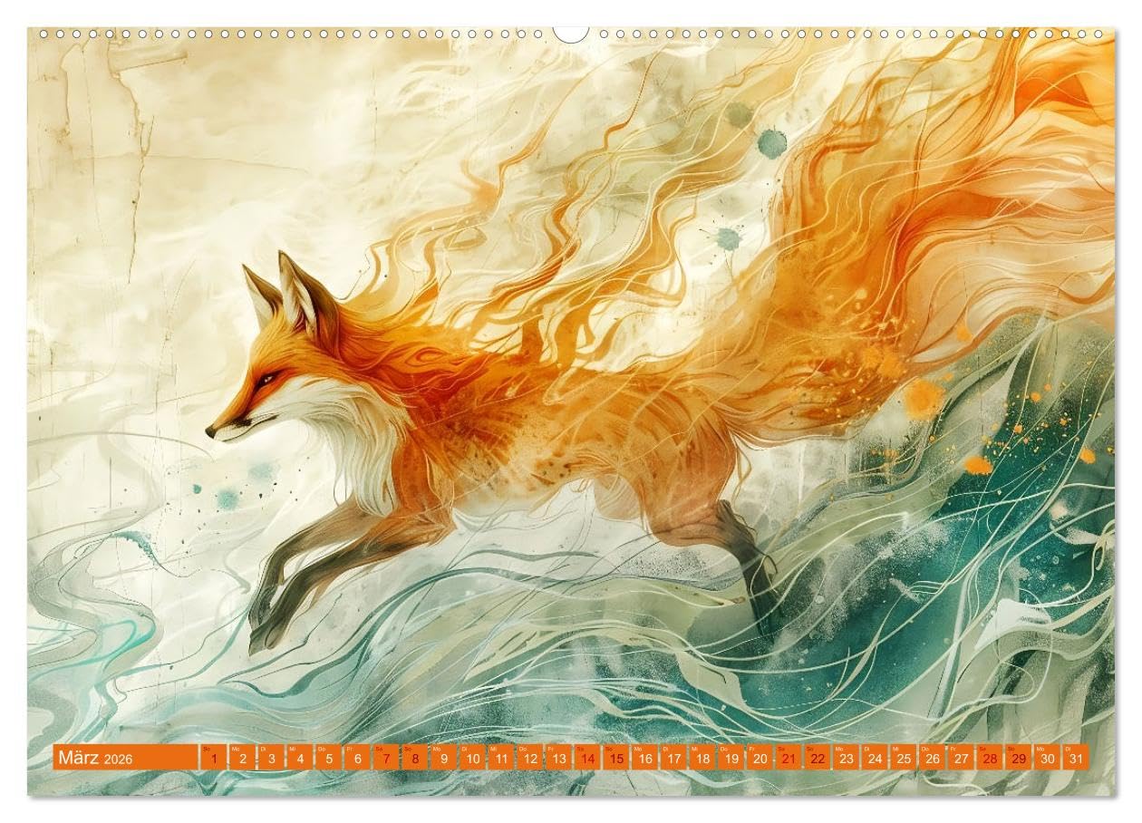 Von Füchsen und Wölfen (hochwertiger Premium Wandkalender 2026 DIN A2 quer), Kunstdruck in Hochglanz: Die Wächter uralter Geheimnisse (CALVENDO Tiere)