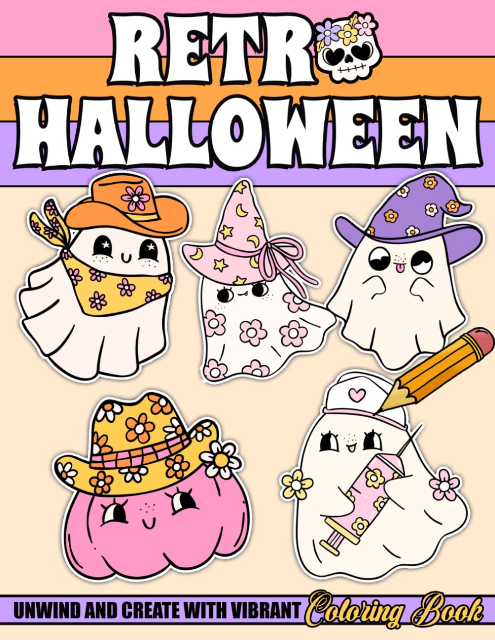 Retro Halloween Coloring Book: Spooky Vintage Coloring Pages Featuring Adorable Characters, Classic Vibes, and Old-Fashioned Cozy Scenes