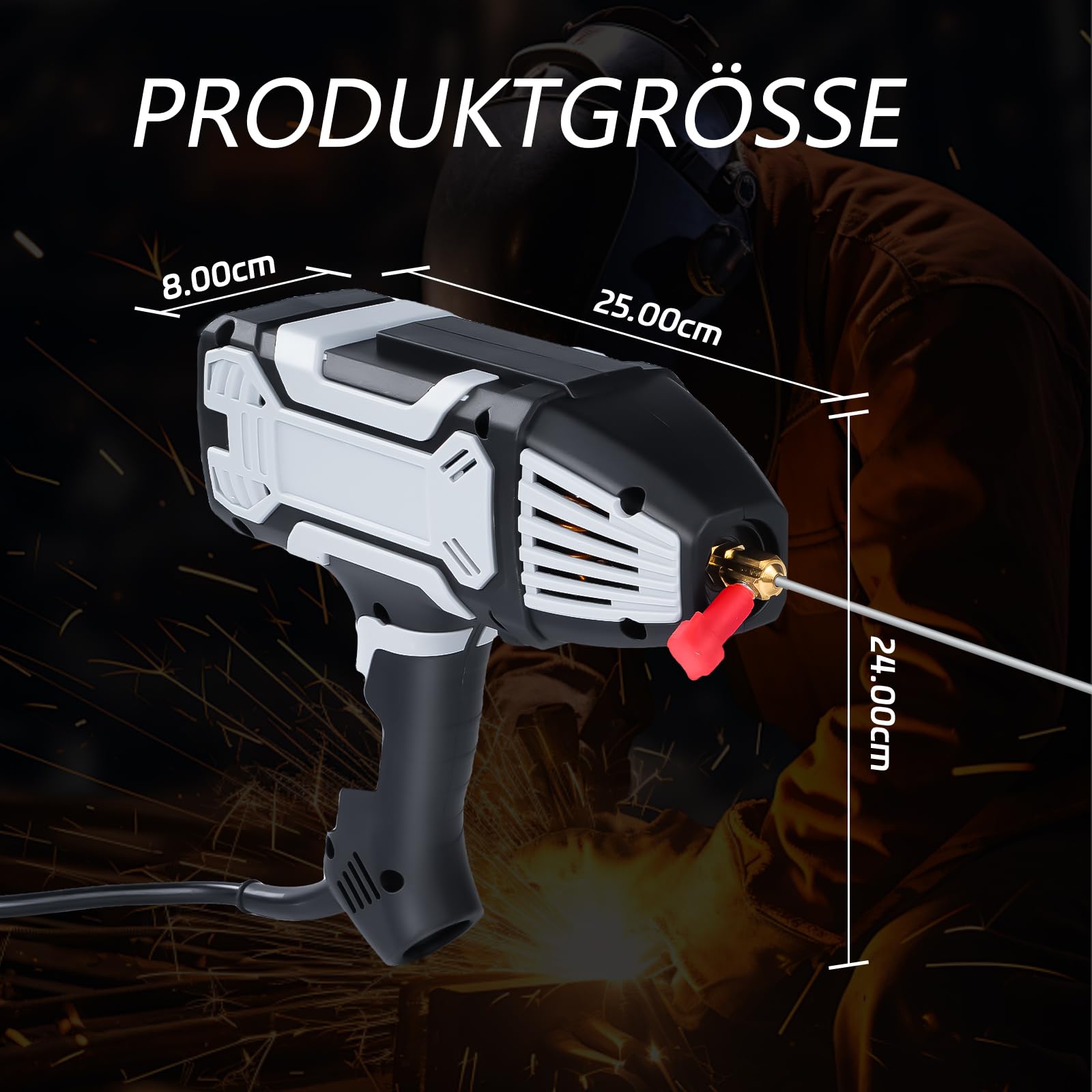 Handschweißgerät mit Drahtvorschub, 3000W 200A Elektroden Schweißgerät mit IGBT Wechselrichter, Tragbares Schweissgerät, für 1,6-3,2mm Elektroden, für Reparaturen, Professionelle Schweißprojekte