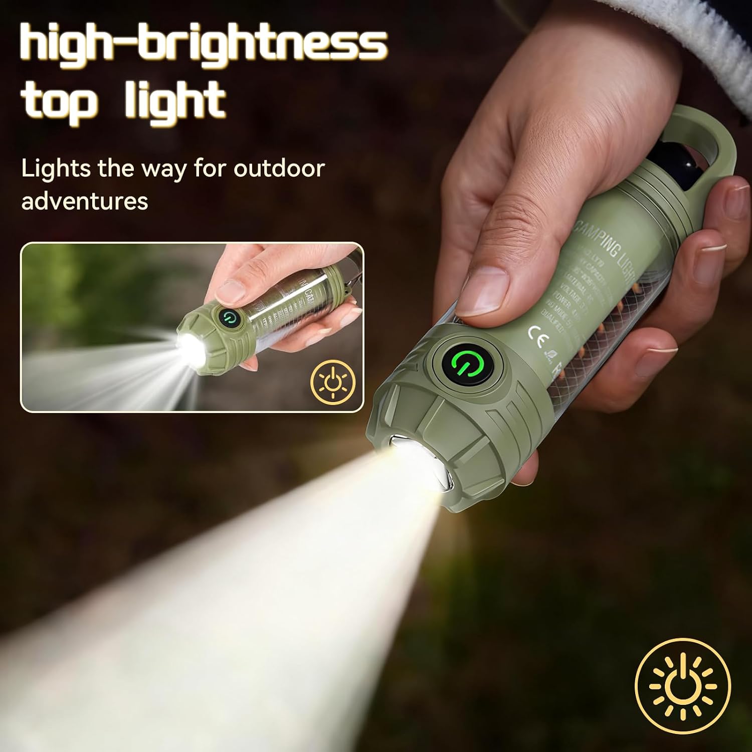 Ultra Bright Camping Lantern, 1200mAh Camping Lights with 3 Colors & 4 Brightness, SOS, Max 1500LM, Waterproof Rechargeable Flashlight Lantern for Power