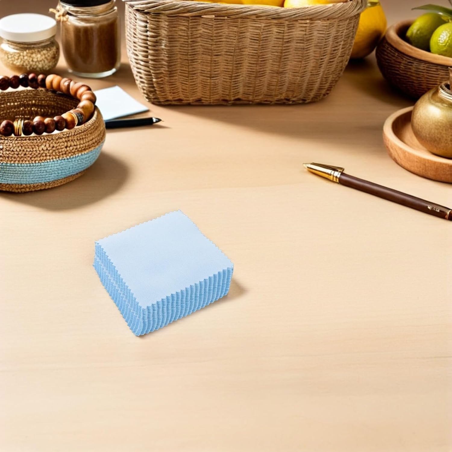 50pcs Jewelry Polishing Cloth 8x8cm Suede Cleaning Wipes