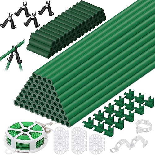 Miniatura 8 de Tetutor Paquete de 80 estacas de jardín, estacas de tomate de fibra de vidrio, estacas resistentes para plantas de interior y exterior, soportes