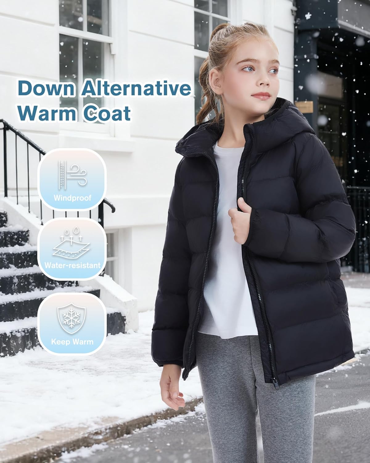 Hooded Puffer Jackets for Girls Lightweight and Packable Autumn a Winter Coat - Image 4