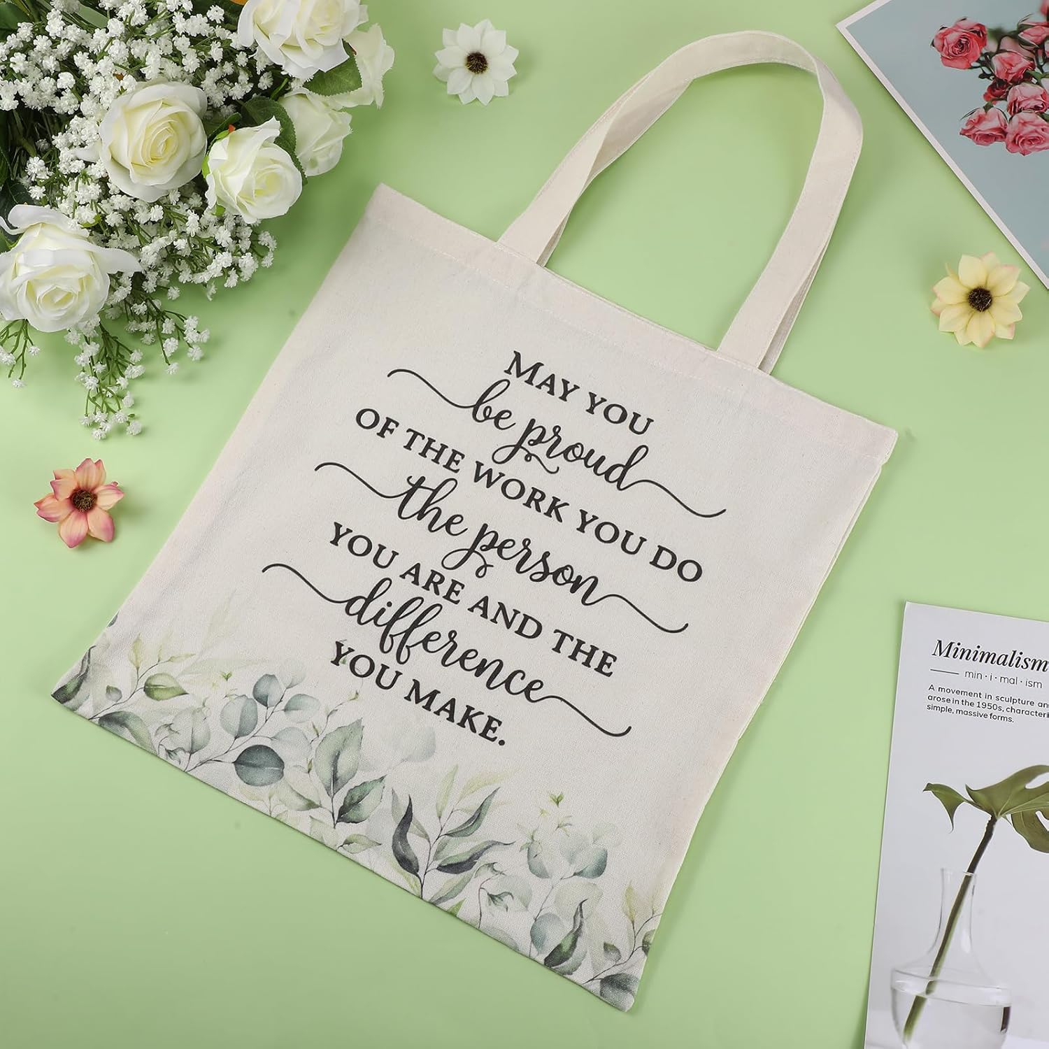 Roowest 60 Pcs Employee Appreciation Gift Totes Bulk Inspirational Canvas Bags Reusable Cotton Bag(May You Be Proud) - Image 3