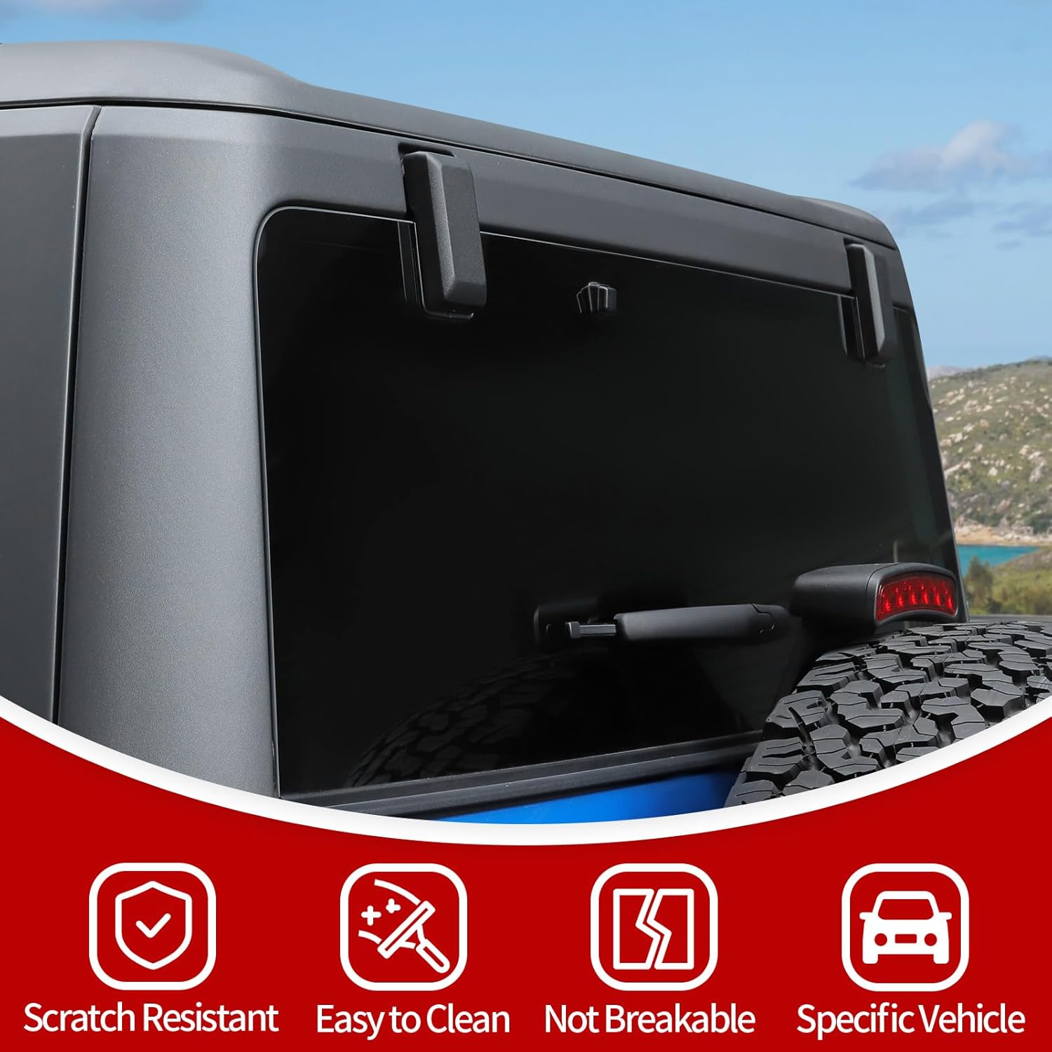 JeCar Rear Window Hinge Liftgate Glass Hinge Cover Original Accessories Compatible with Ford Bronco 2021-2026, Black (Not for Bronco Sport)