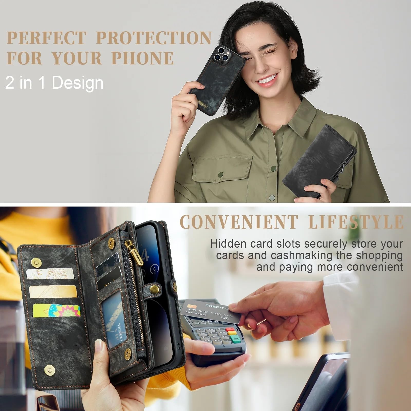 Etui na telefon z portfelem do Galaxy S26 S25 S24 S23 S22 S21 S20 S10 Ultra Plus, etui na karty, skórzane, odpinane, zapinane na zamek magnetyczny (do Galaxy S20 FE/zielone)