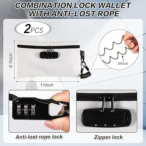 Miniatura 2 de Sanwuta Paquete de 2 bolsas de dinero con cerradura, bolsa pequeña de bloqueo para la playa, bolsa de dinero en efectivo para regalos de fiesta de