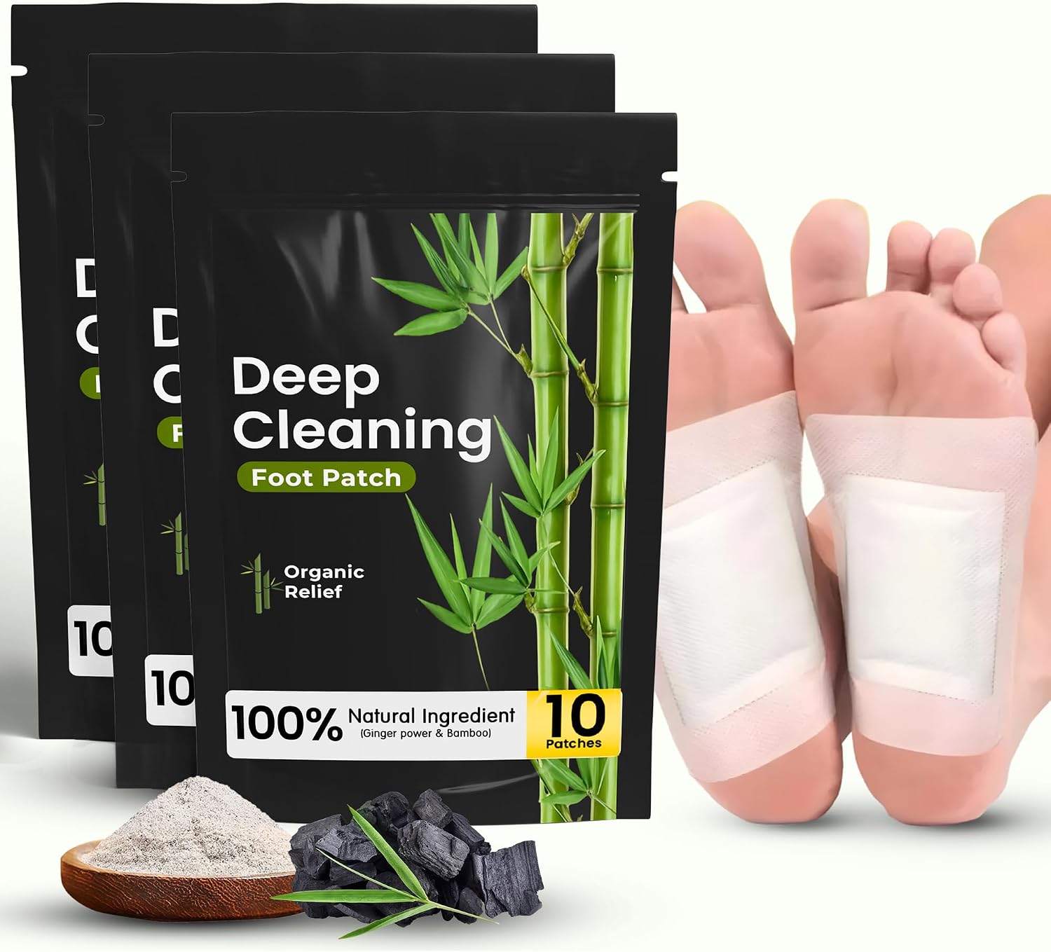 Foot Pads (30 Count) – Deep Cleansing Foot Pads with Bamboo Vinegar & Ginger Powder - Deep Cleansing Foot pad for Fatigue Relief & Relaxation