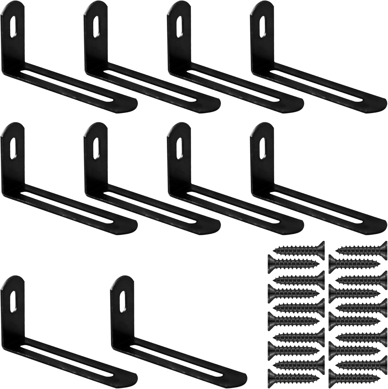 10 PCS Adjustable L Brackets, Heavy Duty Corner Brace Iron 90 Degree Brackets, Slotted Metal Corner Braces for DIY Furniture/Shelves (Silver, 50 x 24x 12mm/1.96" x 0.95" x 0.47")