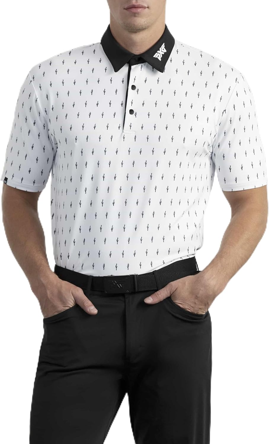 PXG Men's Comfort Fit Cactus Print Polo - Dry Fit Golf Shirt for Men