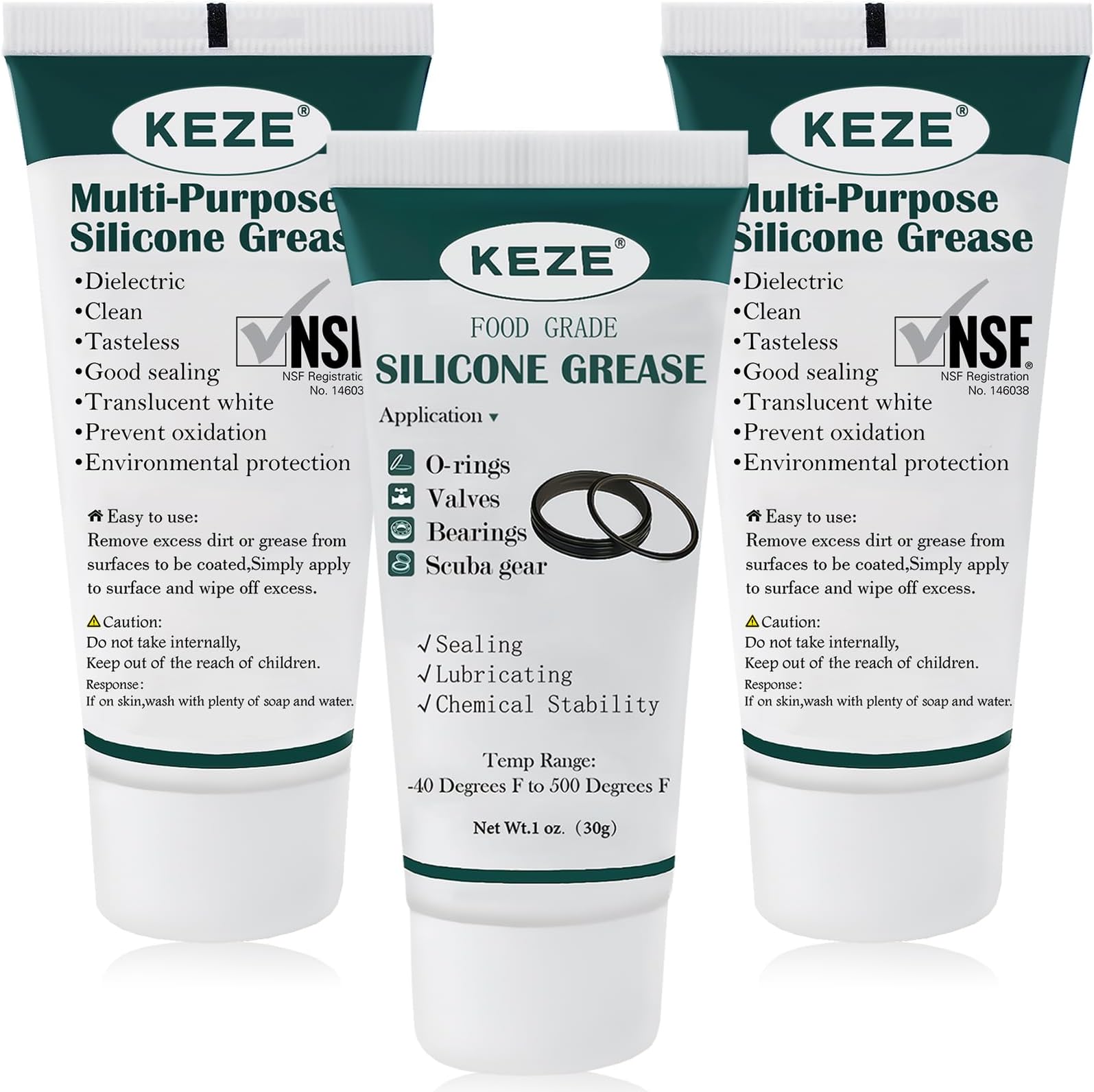 KEZE Waterproof Food Grade Silicone 1 oz 3-Pack