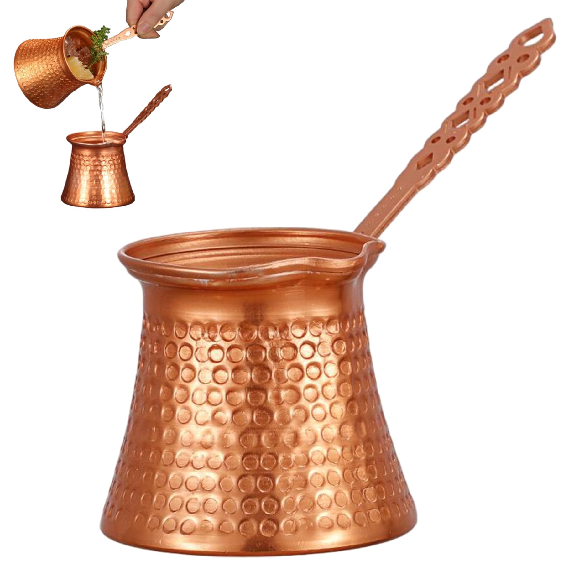 Caffettiera turca|Caffettiera turca vintage in rame da 330 ml con manico per tè al burro e latte