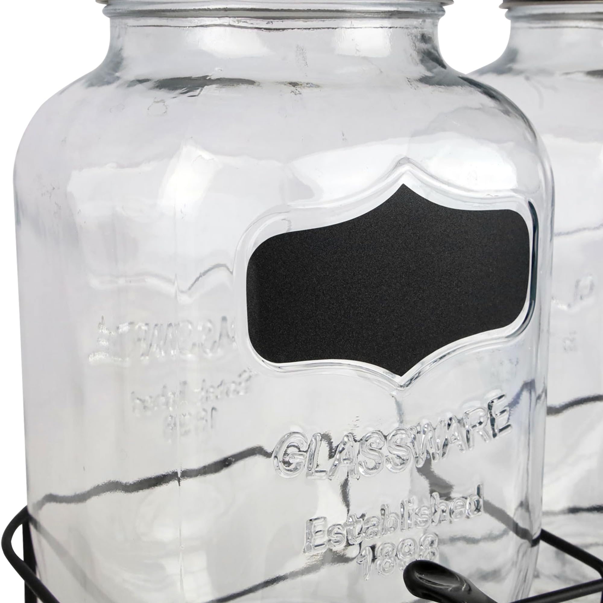 Dispenser Bevande Con Rubinetto 2x4L Con Supporto - Set 2 Dispenser Acqua In Vetro Per Limonata, Succo, Tè Freddo E Cocktail, Caraffa Con Rubinetto E Coperchio