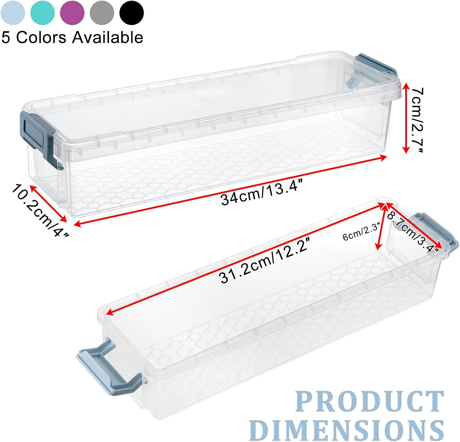 BTSKY 1 Pack Long Plastic Storage Box for Pencils Clear Marker Organizer