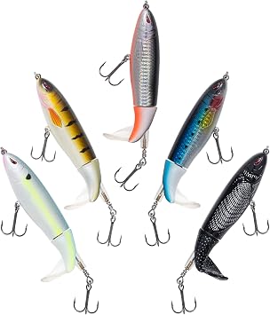 Calissa Offshore Tackle The Original Plopping Minnow 90mm 110mm 130mm - Fishing Lure for Bass Floating Whopper Rotating Topwater Crankbait Popper Lure Swimbait Plopper